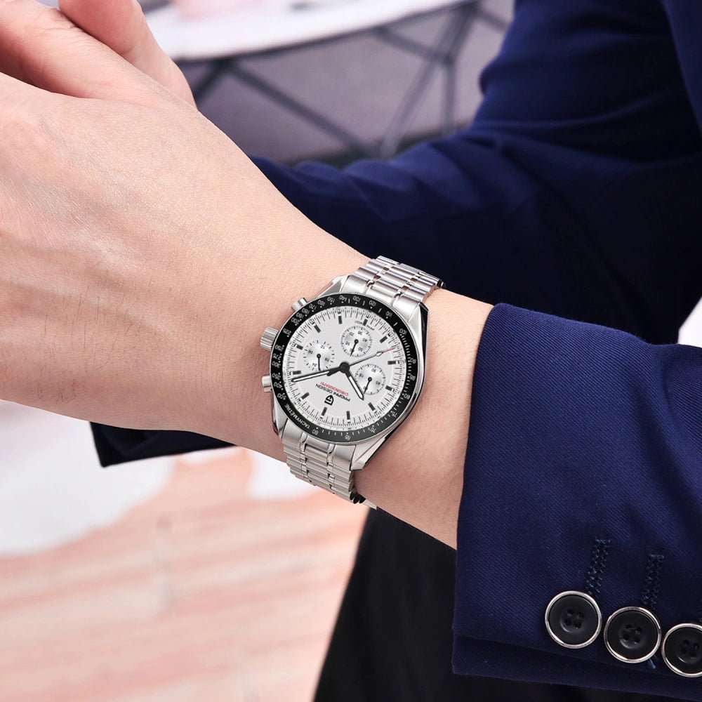 Pagani Design-Pagani Design PD-1701 Chronograph Quartz White Dial Stainless Steel Men's Watch-Wristbear-2