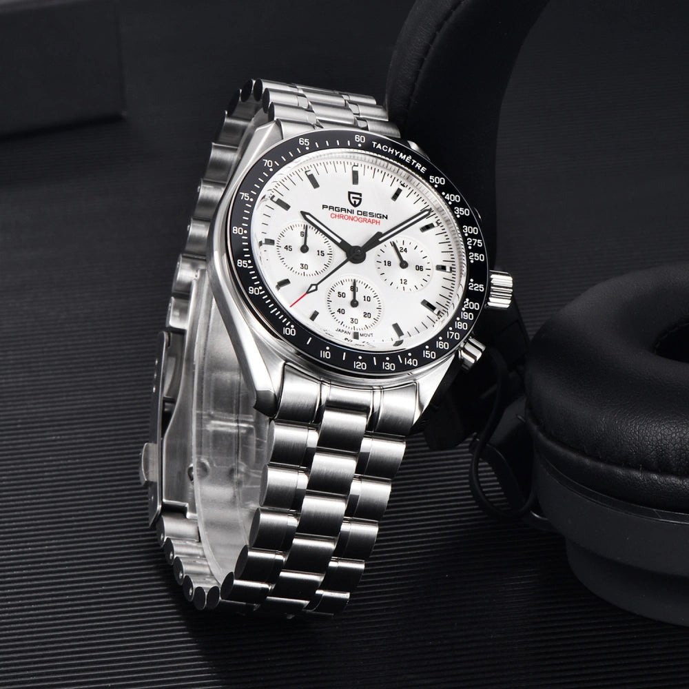Pagani Design-Pagani Design PD-1701 Chronograph Quartz White Dial Stainless Steel Men's Watch-Wristbear-5
