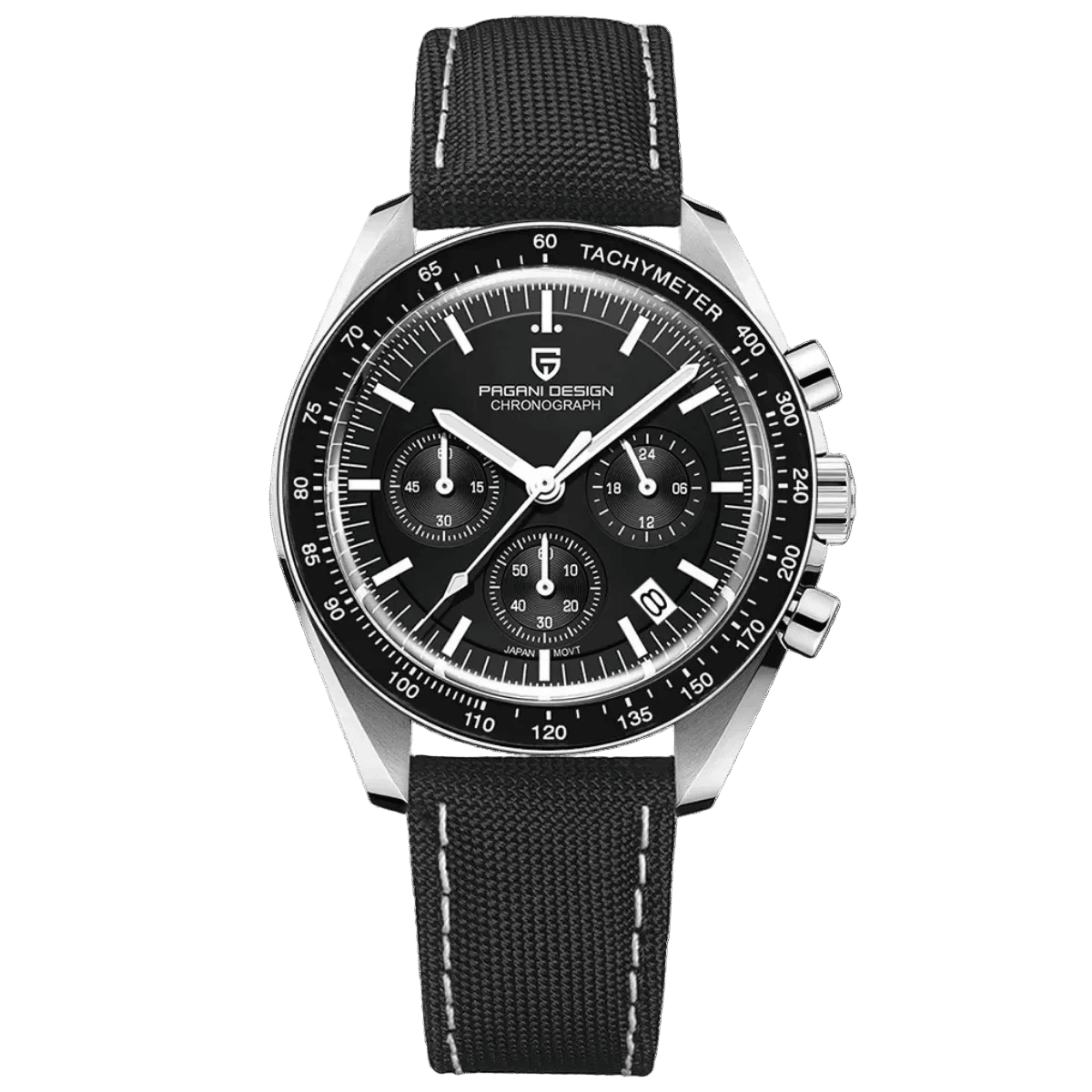 Pagani Design PD-1701 black VK63 chronograph with black nylon strap