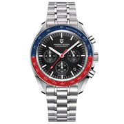 Pagani Design-Pagani Design PD-1701 Quartz Chronograph Black Dial Pepsi Bezel Stainless Steel Men's Watch-Wristbear-1