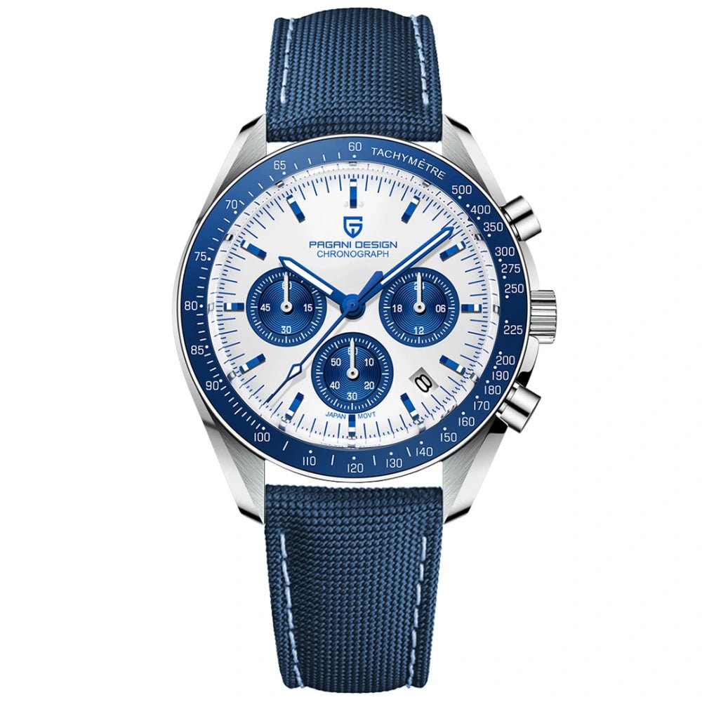 Pagani Design-Pagani Design PD-1701 Quartz Chronograph Blue Dial Blue Nylon Strap Men's Watch-Wristbear-1