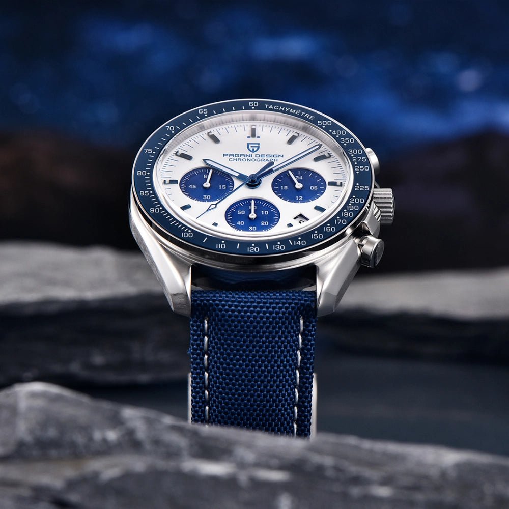 Pagani Design-Pagani Design PD-1701 Quartz Chronograph Blue Dial Blue Nylon Strap Men's Watch-Wristbear-3
