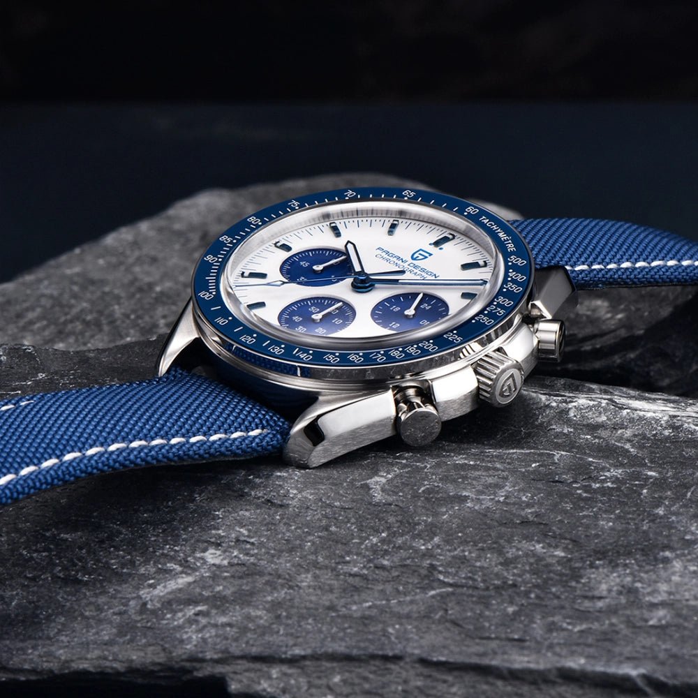 Pagani Design-Pagani Design PD-1701 Quartz Chronograph Blue Dial Blue Nylon Strap Men's Watch-Wristbear-4