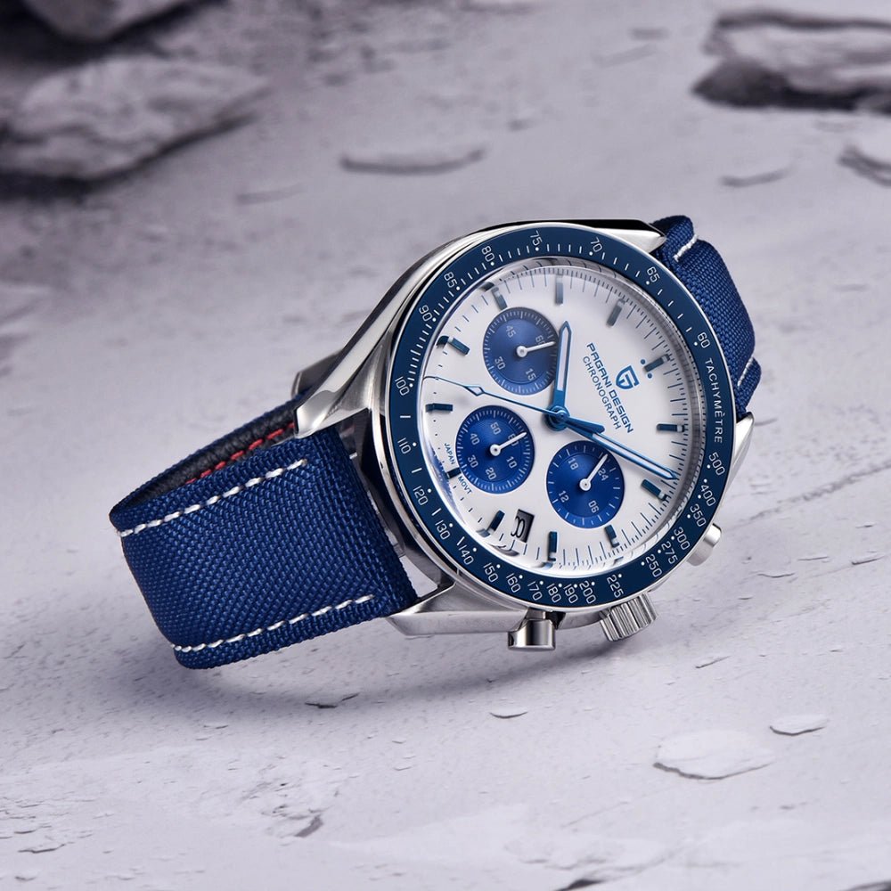Pagani Design-Pagani Design PD-1701 Quartz Chronograph Blue Dial Blue Nylon Strap Men's Watch-Wristbear-5