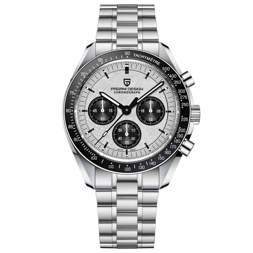 Pagani Design-Pagani Design PD-1701 Quartz Chronograph Metallic White Dial Stainless Steel Men's Watch-Wristbear-1