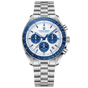 Pagani Design-Pagani Design PD-1701 Quartz Chronograph White Blue Dial Stainless Steel Men's Watch-Wristbear-1