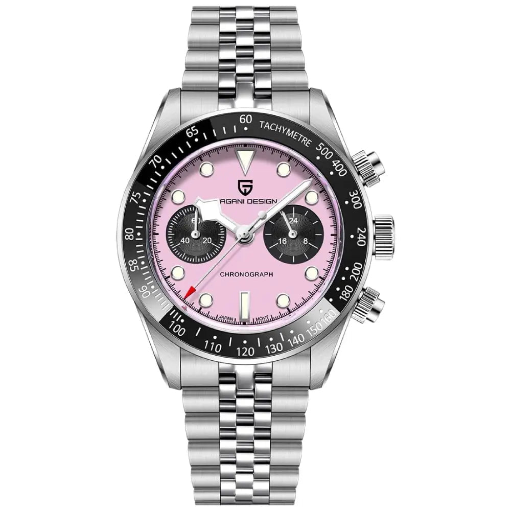 Pagani Design-Pagani Design PD-1718 Quartz Chronograph Pink Dial Stainless Steel Men's Watch-Wristbear-1