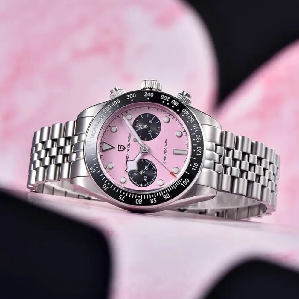 Pagani Design-Pagani Design PD-1718 Quartz Chronograph Pink Dial Stainless Steel Men's Watch-Wristbear-4