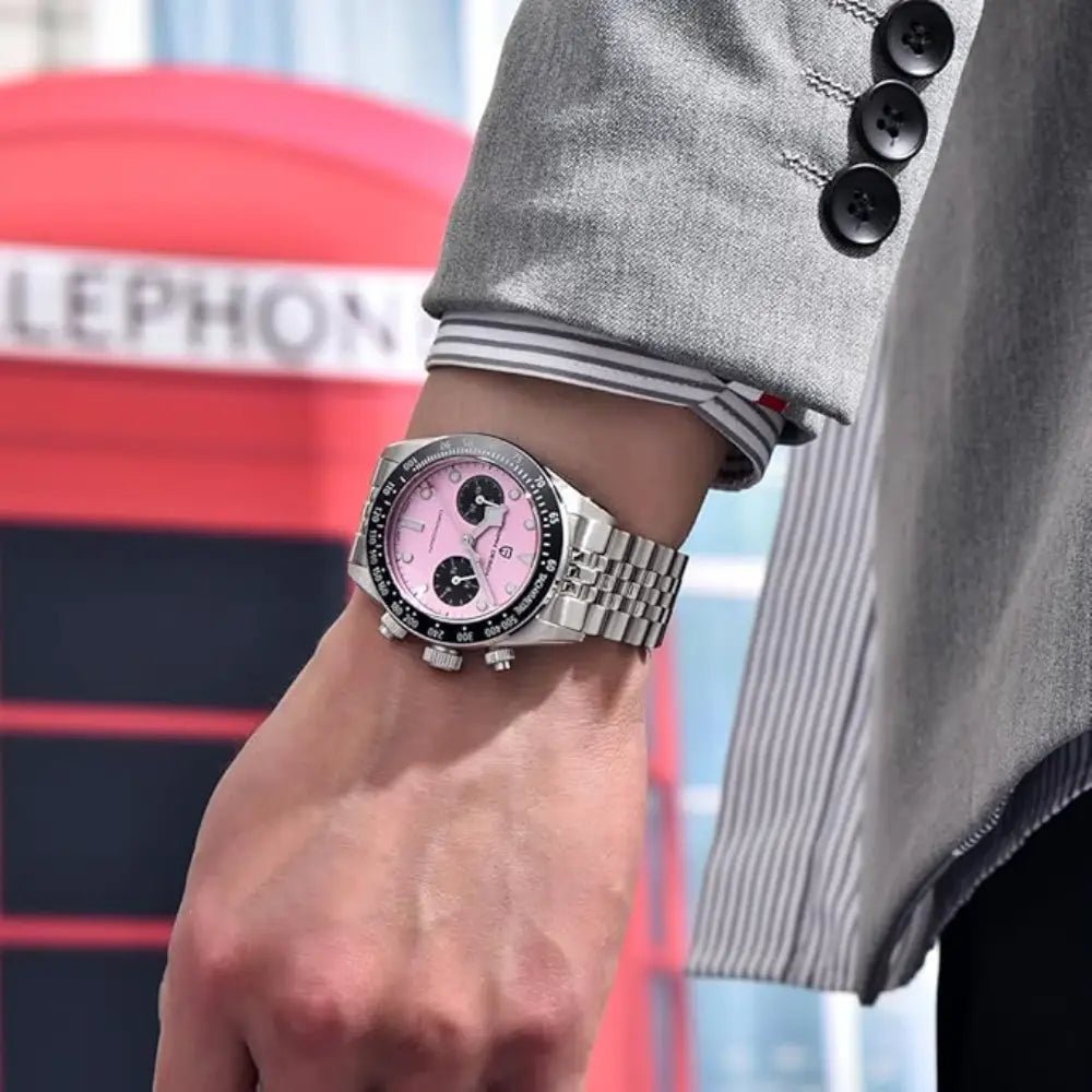 Pagani Design-Pagani Design PD-1718 Quartz Chronograph Pink Dial Stainless Steel Men's Watch-Wristbear-2