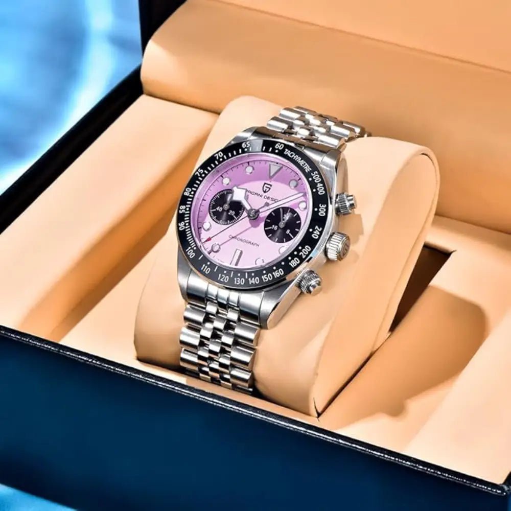 Pagani Design-Pagani Design PD-1718 Quartz Chronograph Pink Dial Stainless Steel Men's Watch-Wristbear-3