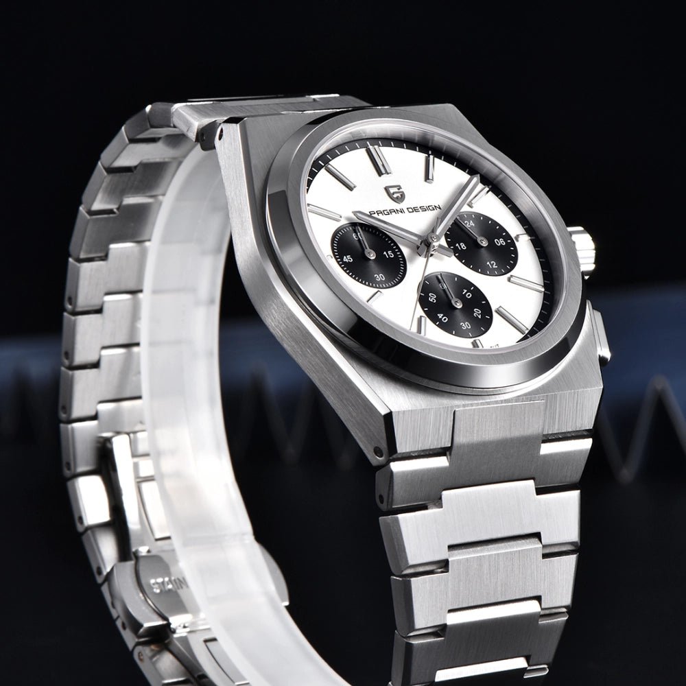 Pagani Design-Pagani Design PD-1761 Chronograph Quartz White Panda Dial Stainless Steel Men's Watch-Wristbear-4