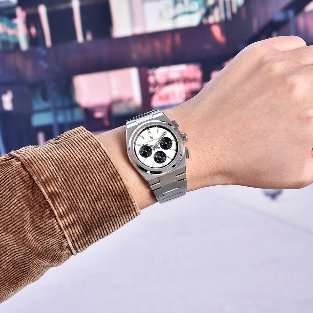 Pagani Design-Pagani Design PD-1761 Chronograph Quartz White Panda Dial Stainless Steel Men's Watch-Wristbear-2