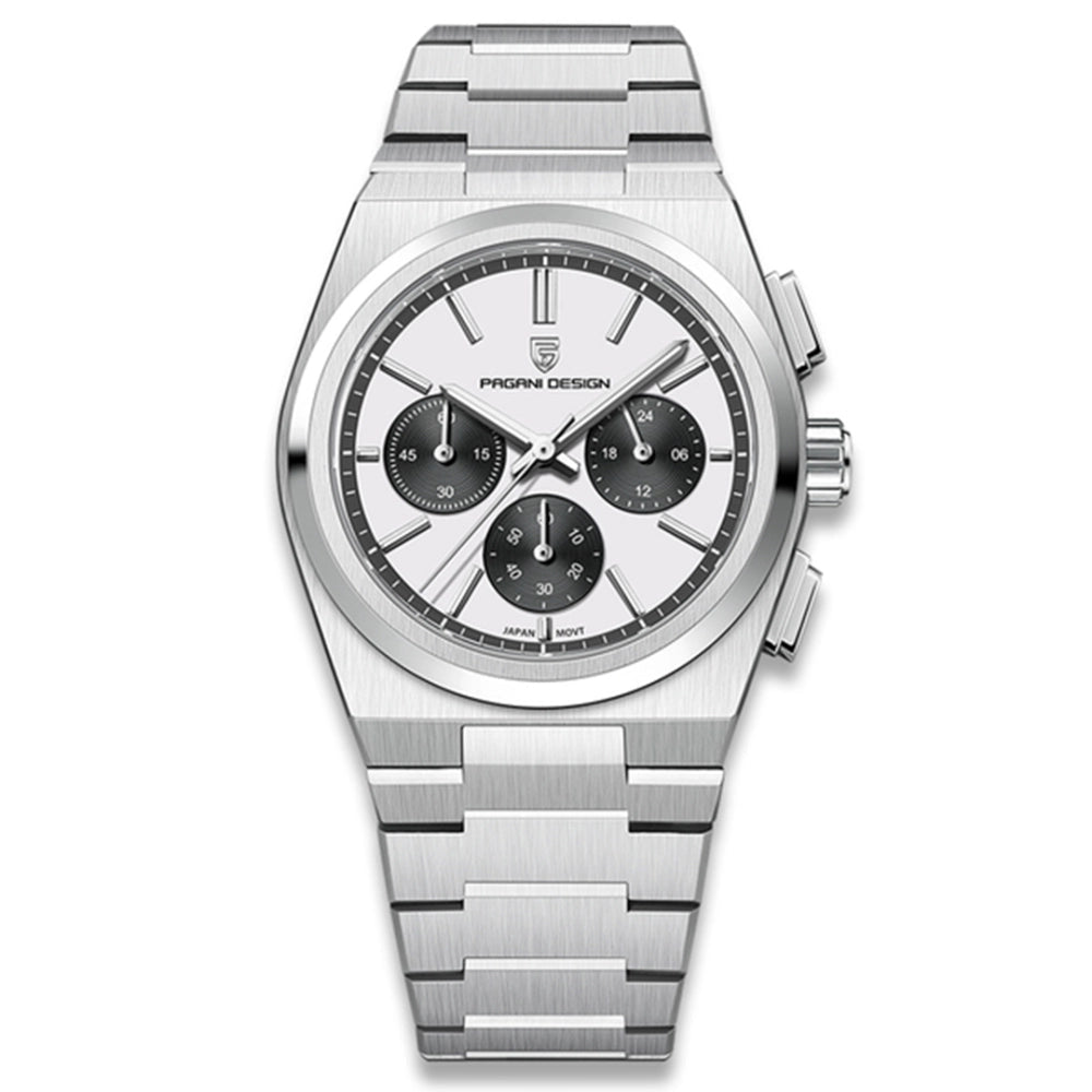 Pagani Design-Pagani Design PD-1761 Chronograph Quartz White Panda Dial Stainless Steel Men's Watch-Wristbear-1