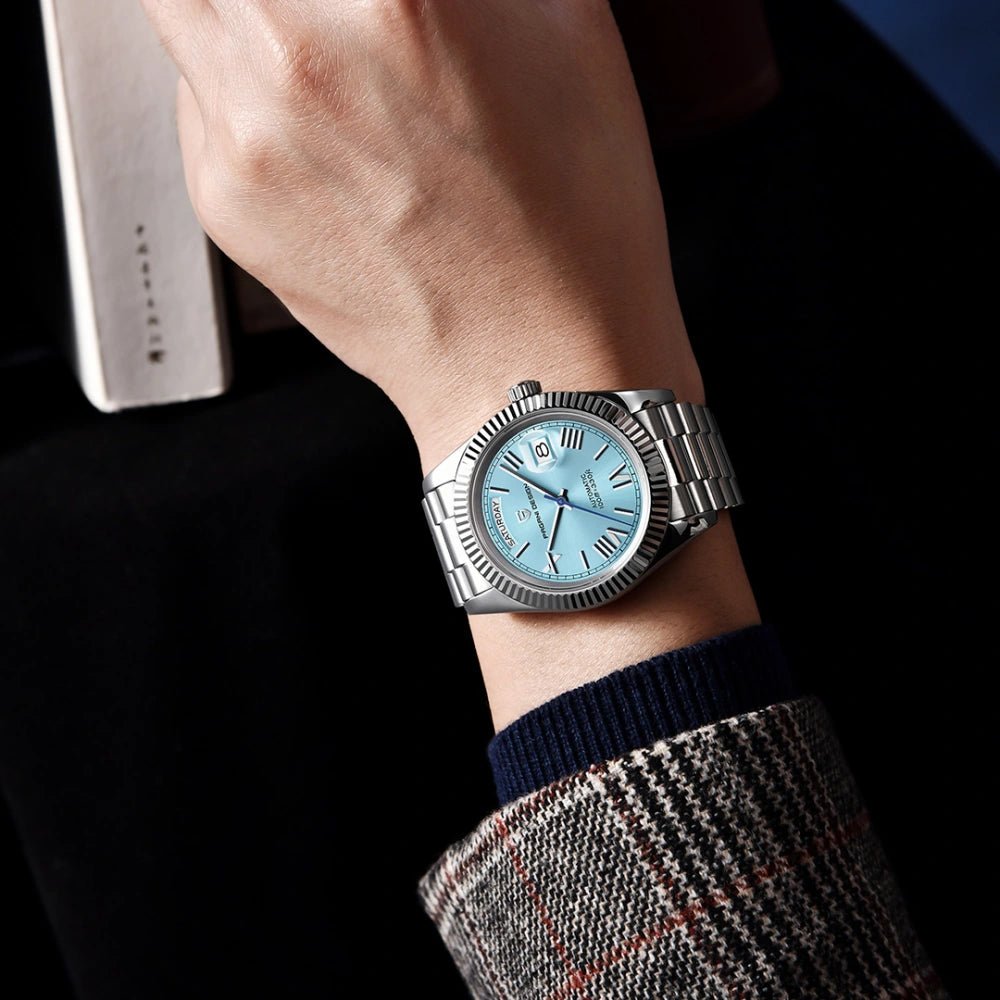 Pagani Design-Pagani Design PD-1783 Automatic Ice Blue Day-Date Dial President Bracelet Men's Watch-Wristbear-2