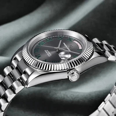 Pagani Design-Pagani Design PD-1783 Day-Date Grey "Wimbledon" Dial Jubilee Bracelet Men's Watch-Wristbear-4