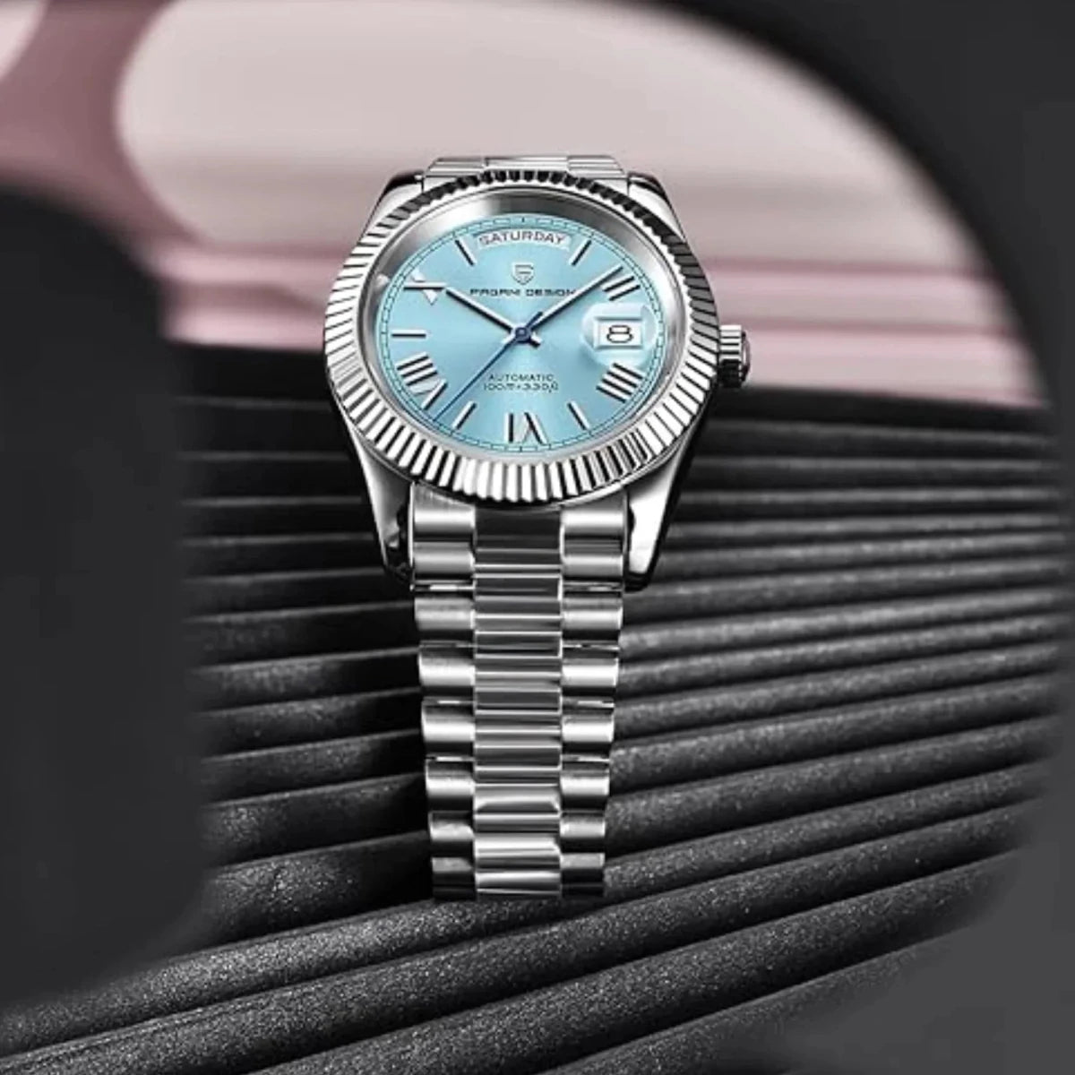 Pagani Design-Pagani Design PD-1783 Day-Date Sky Blue Dial Jubilee Bracelet Men's Watch-Wristbear-7
