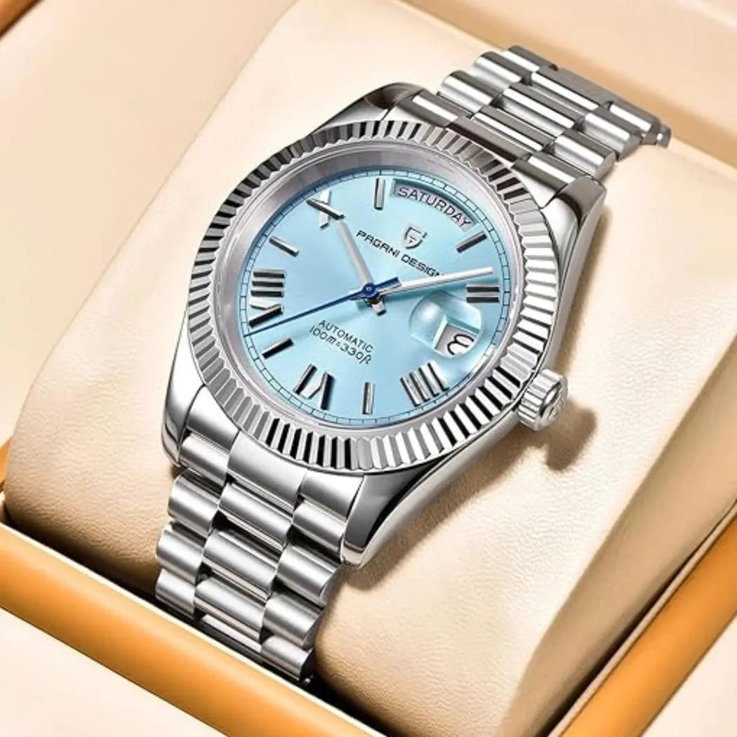 Pagani Design-Pagani Design PD-1783 Day-Date Sky Blue Dial Jubilee Bracelet Men's Watch-Wristbear-5