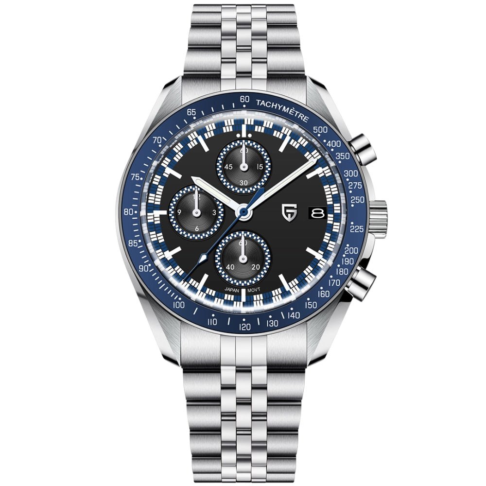 Pagani Design-Pagani Design PD-1816 Chronograph Quartz Blue Dial Stainless Steel Jubilee Bracelet Men's Watch-Wristbear-1