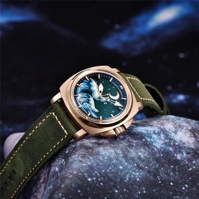 Pagani Design-Pagani Design PD-YS014 Automatic Green Dial Leather Strap Men's Watch-Wristbear-2
