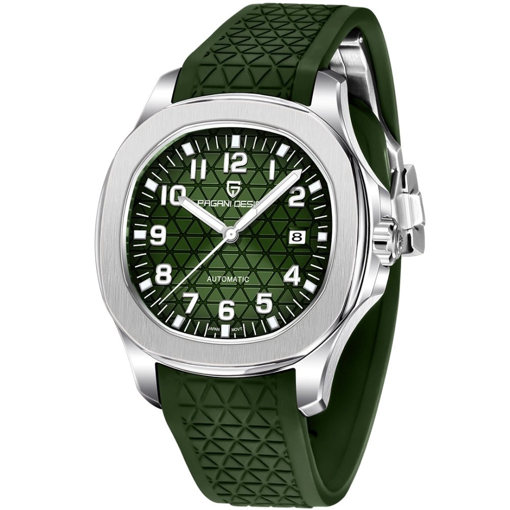 Pagani Design-Pagani Design PD-YS031 Automatic Green Dial Rubber Strap Men's Watch-Wristbear-1
