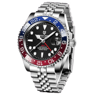 Pagani Design GMT "Pepsi" PD-1662 Automatic Black Dial Jubilee Bracelet Men's Watch