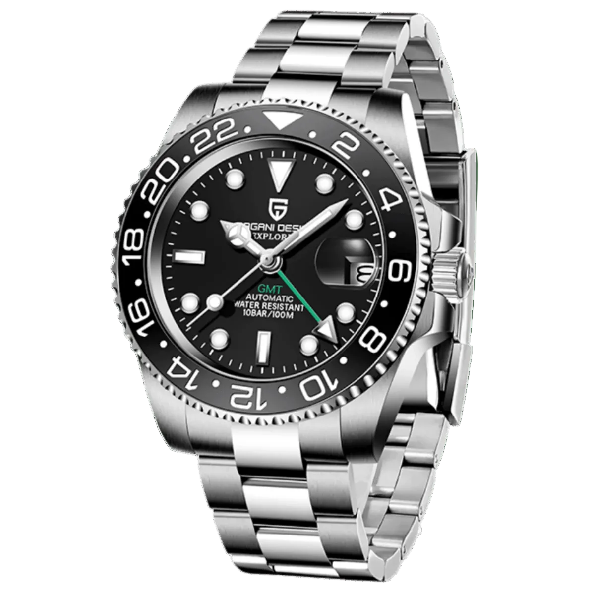 Pagani Design PD-1662 black GMT with stainless steel Oyster bracelet