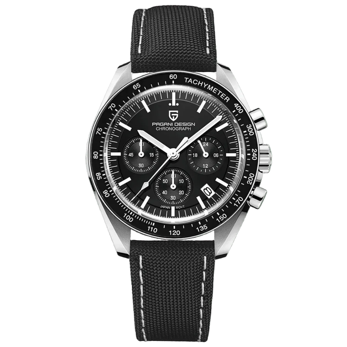 Pagani Design PD-1701 black VK63 chronograph with black nylon strap