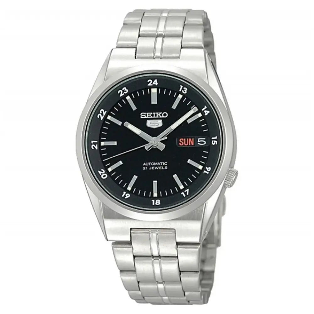 Seiko-Seiko 5 SNK567J1 Automatic Black Dial Stainless Steel Men's Watch-Wristbear-1