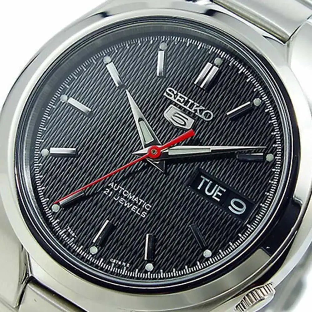 Seiko-Seiko 5 SNK607K1 Automatic Black Textured Dial Stainless Steel Men's Watch-Wristbear-3