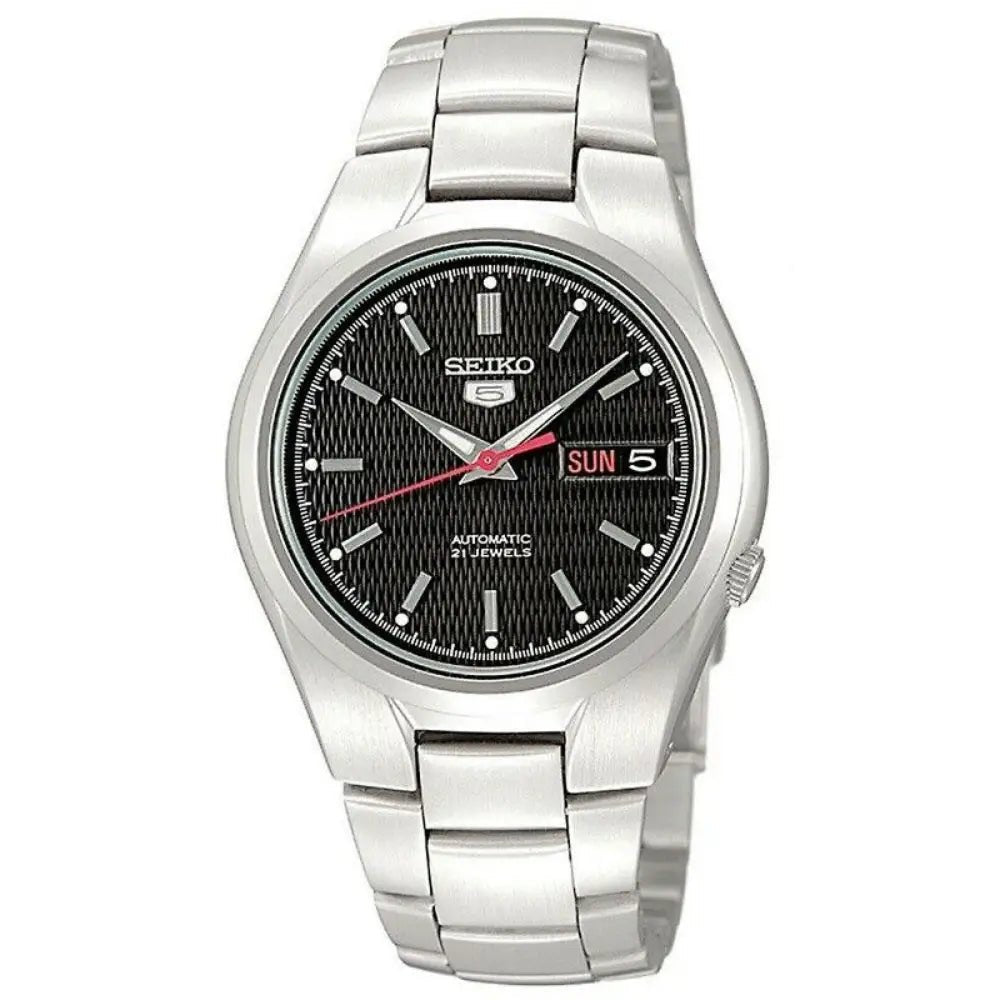 Seiko-Seiko 5 SNK607K1 Automatic Black Textured Dial Stainless Steel Men's Watch-Wristbear-1