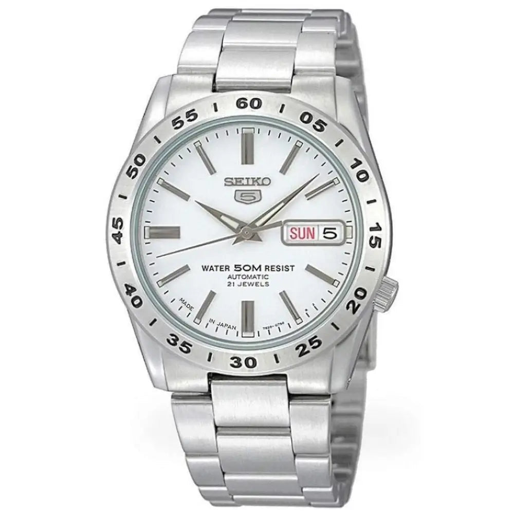 Seiko-Seiko 5 SNKD97J1 Automatic White Dial Made in Japan Stainless Steel Men's Watch-Wristbear-1