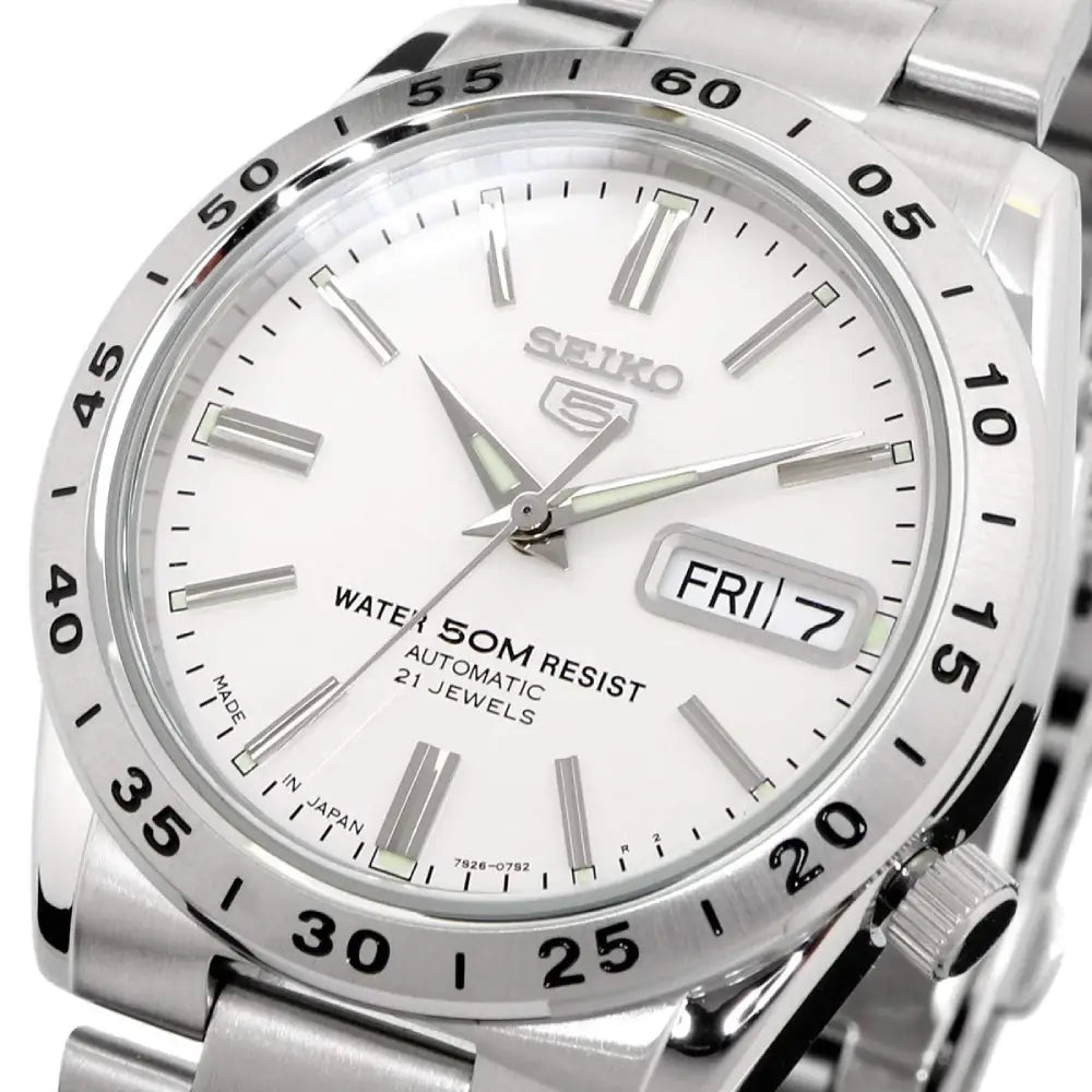 Seiko-Seiko 5 SNKD97J1 Automatic White Dial Made in Japan Stainless Steel Men's Watch-Wristbear-2