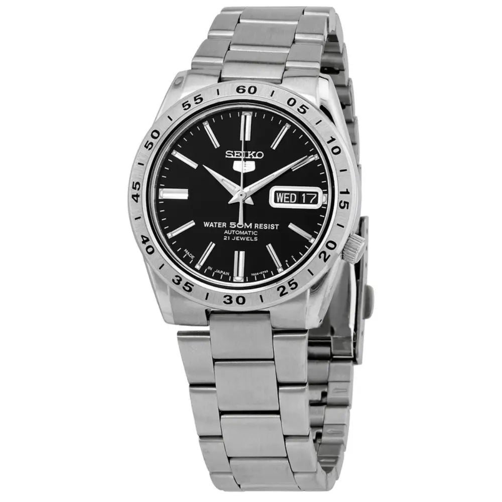 Seiko-Seiko 5 SNKE01J1 Automatic Black Dial Made in Japan Stainless Steel Men's Watch-Wristbear-1