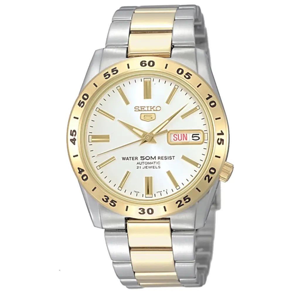Seiko-Seiko 5 SNKE04K1 Automatic White Dial Two-Tone Stainless Steel Men's Watch-Wristbear-1