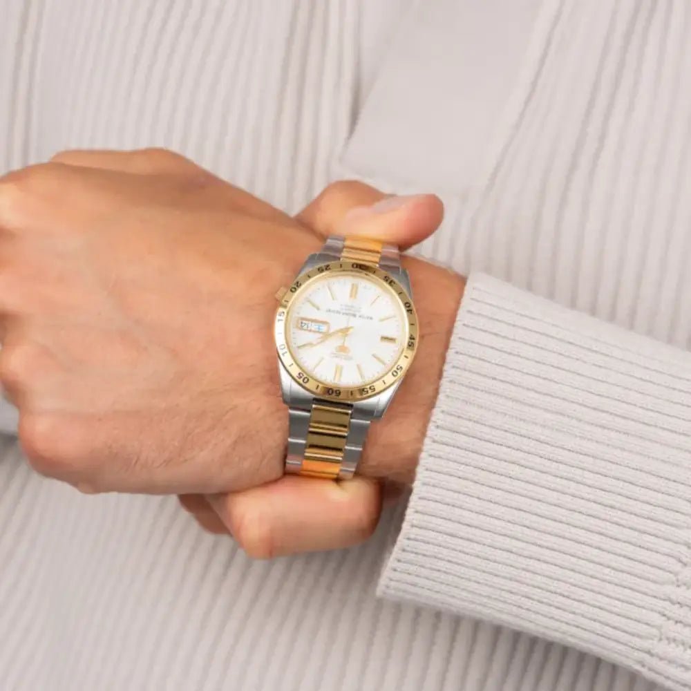 Seiko-Seiko 5 SNKE04K1 Automatic White Dial Two-Tone Stainless Steel Men's Watch-Wristbear-3