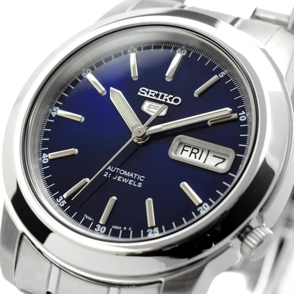 Seiko-Seiko 5 SNKE51K1 Automatic Blue Sunray Dial Stainless Steel Men's Watch-Wristbear-3