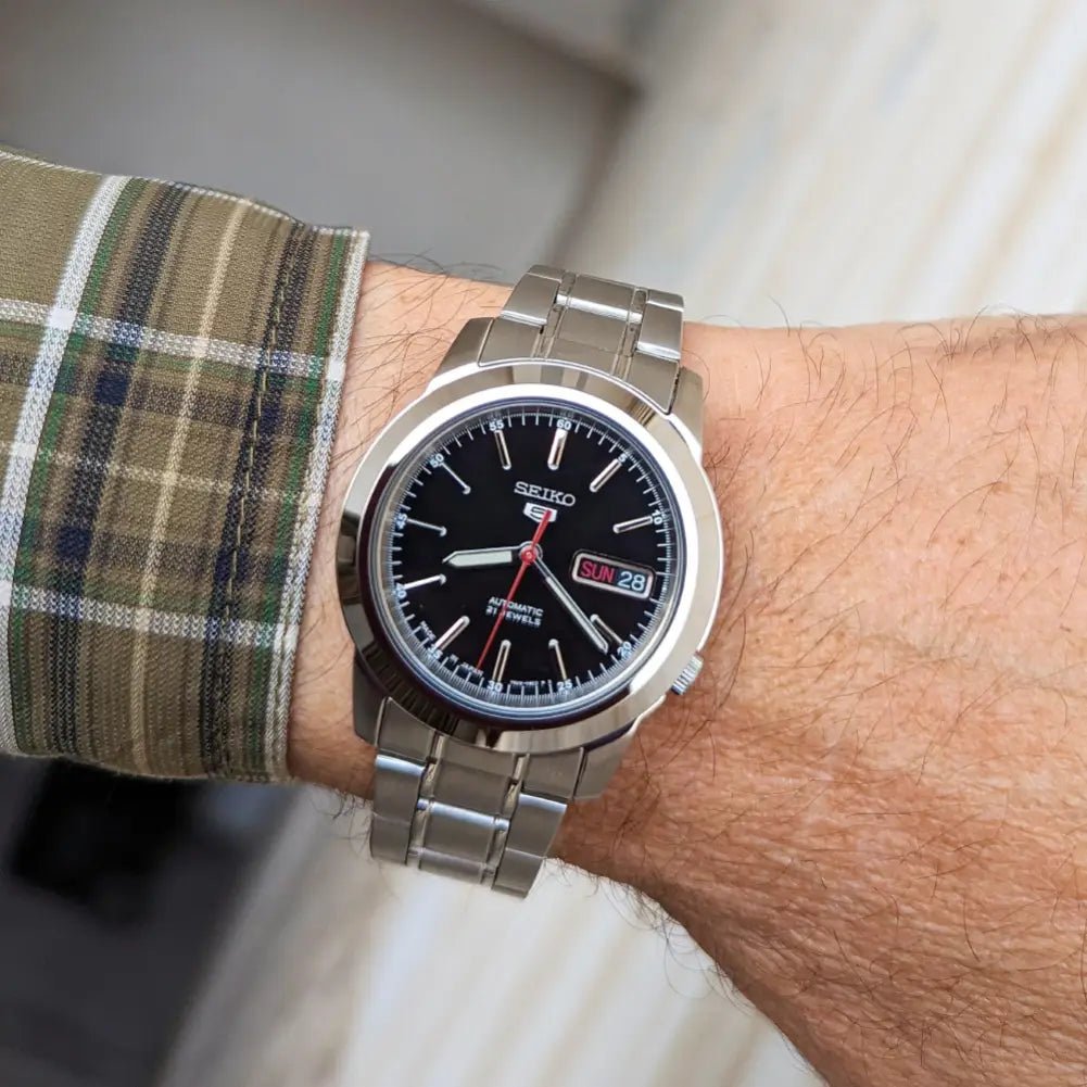 Seiko-Seiko 5 SNKE53J1 Automatic Black Dial Made in Japan Stainless Steel Men's Watch-Wristbear-2