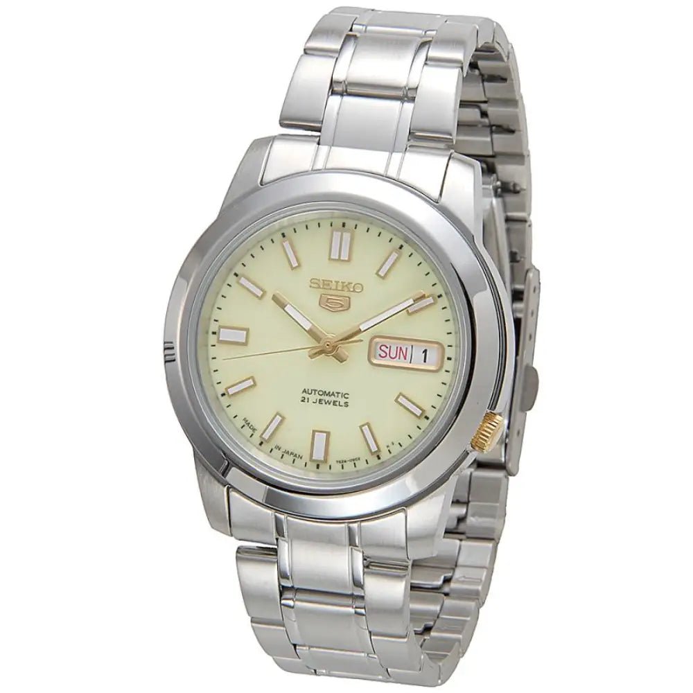 Seiko-Seiko 5 SNKK19J1 Automatic Green Full Lumibrite Dial Stainless Steel Men's Watch-Wristbear-1