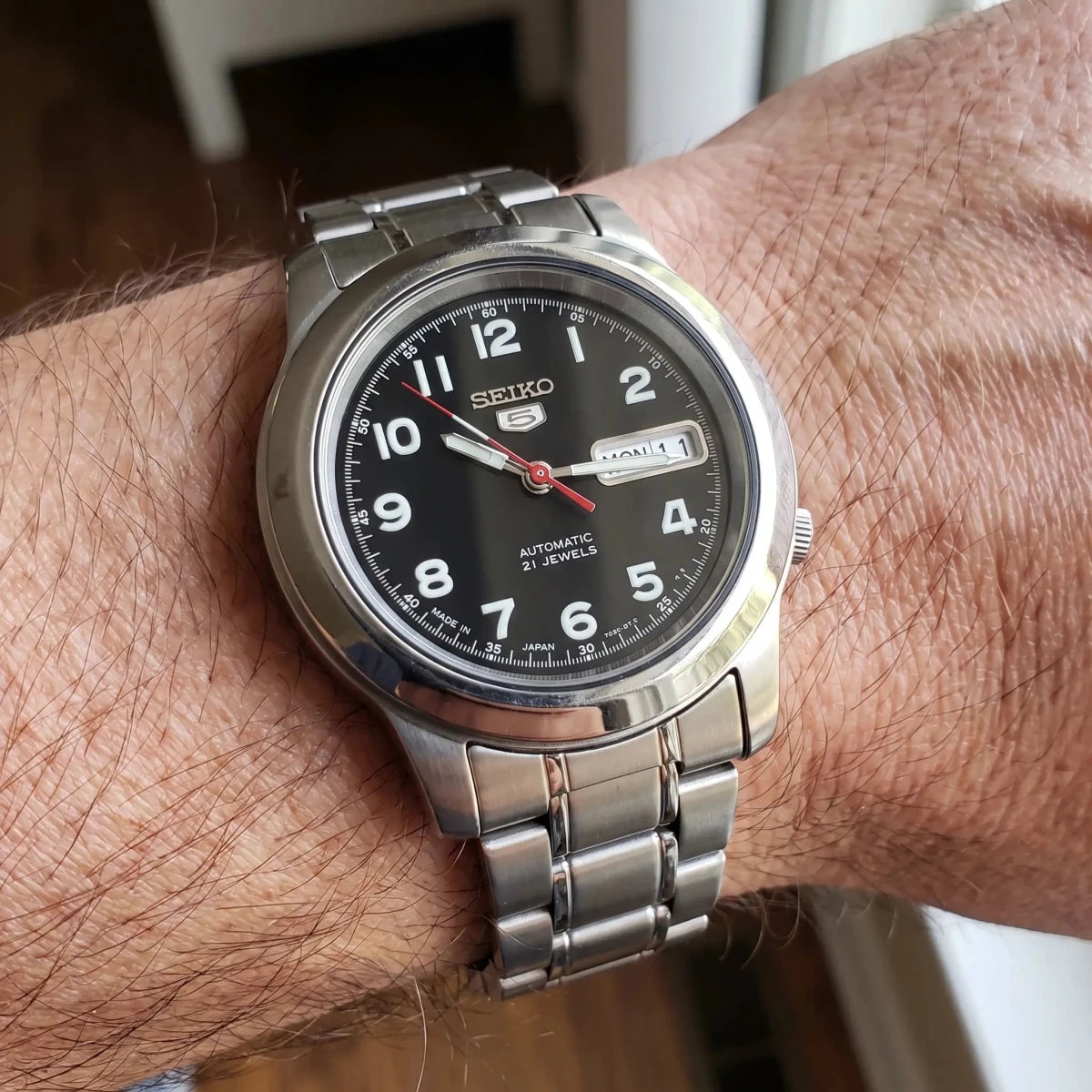 Seiko-Seiko 5 SNKK35J1 Automatic Black Dial Made in Japan Stainless Steel Men's Watch-Wristbear-2