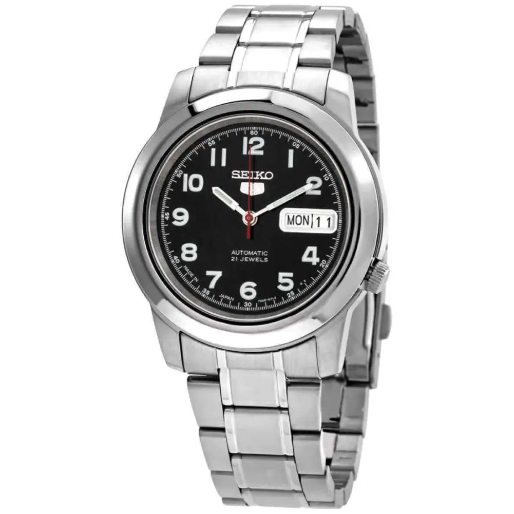 Seiko-Seiko 5 SNKK35J1 Automatic Black Dial Made in Japan Stainless Steel Men's Watch-Wristbear-1