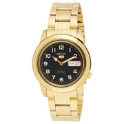 Seiko-Seiko 5 SNKK40J1 Automatic Black Dial Gold-Tone Stainless Steel Men's Watch-Wristbear-1