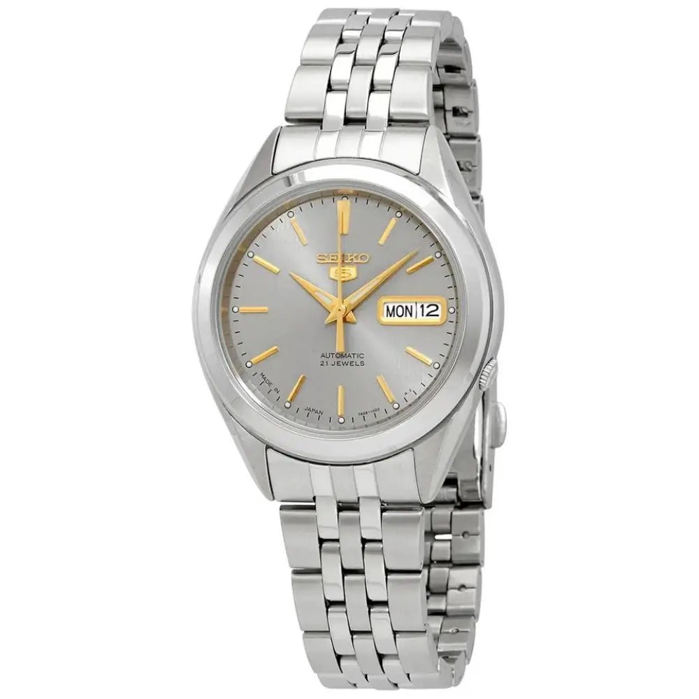 Seiko-Seiko 5 SNKL19J1 Automatic Grey Sunray Dial Stainless Steel Men's Watch-Wristbear-1