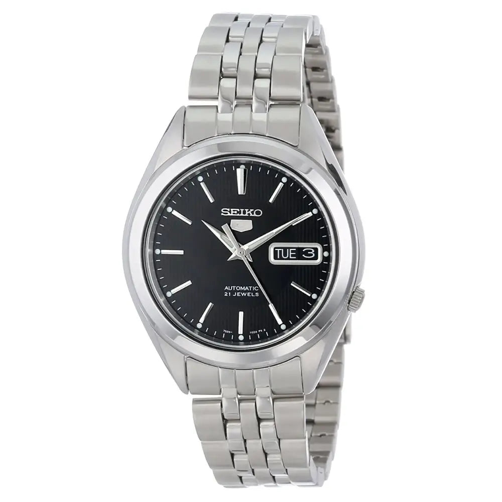 Seiko-Seiko 5 SNKL23K1 Automatic Black Dial Stainless Steel Men’s Watch-Wristbear-1