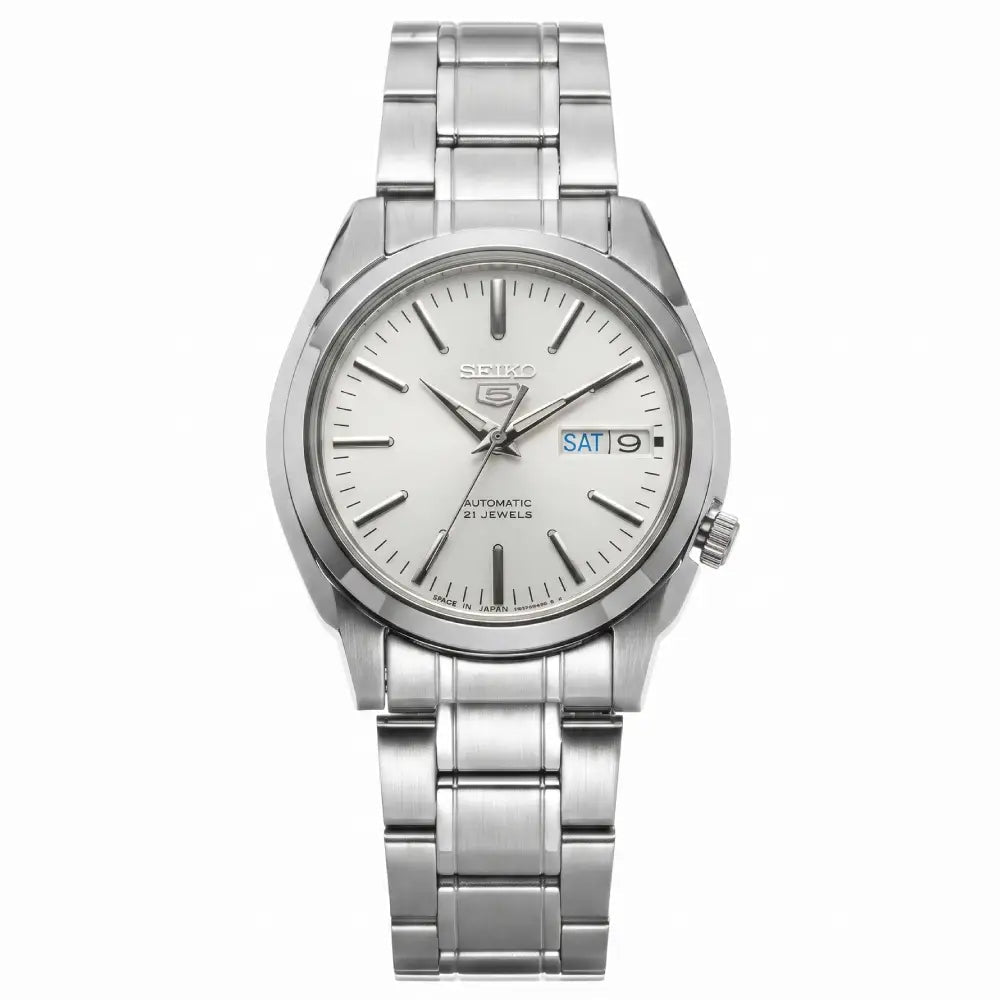 Seiko-Seiko 5 SNKL41J1 Automatic White Dial Made in Japan Stainless Steel Men's Watch-Wristbear-1