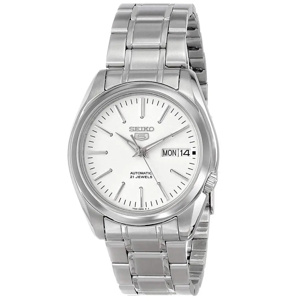 Seiko-Seiko 5 SNKL41K1 Automatic White Dial Stainless Steel Men's Watch-Wristbear-1
