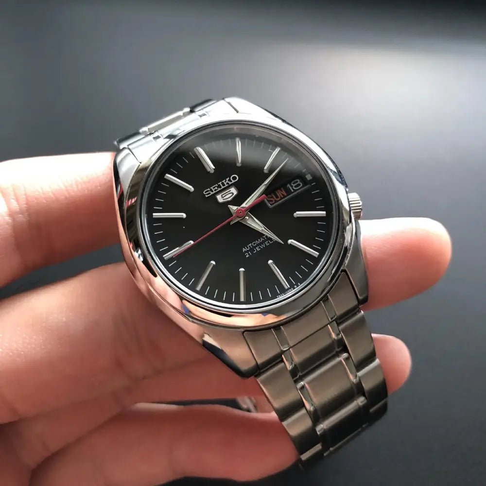 Seiko-Seiko 5 SNKL45K1 Automatic Black Dial Stainless Steel Men's Watch-Wristbear-3