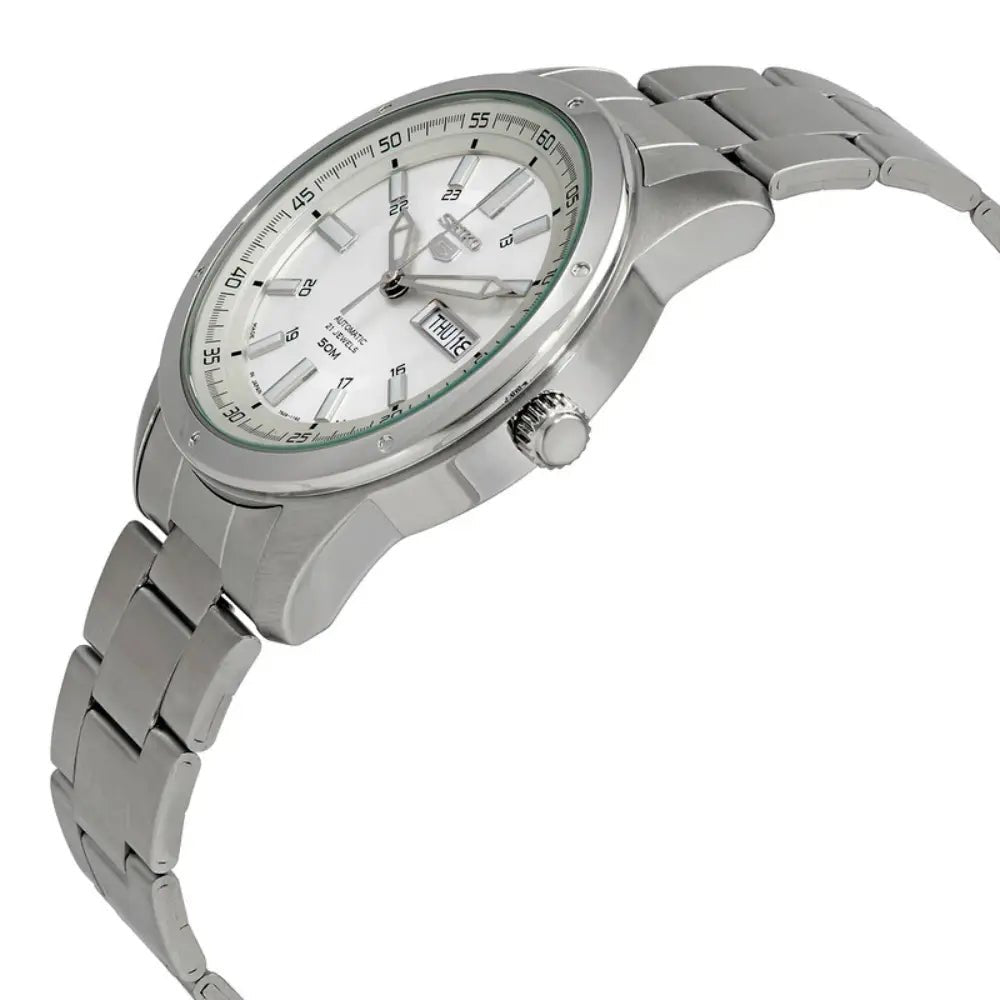 Seiko-Seiko 5 SNKN09J1 Automatic Silver Dial Stainless Steel Men's Watch-Wristbear-3