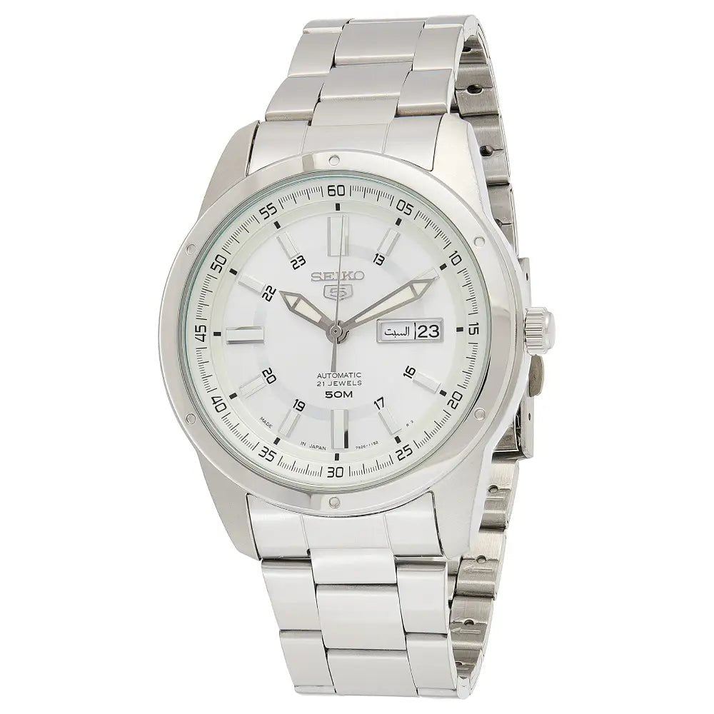 Seiko-Seiko 5 SNKN09J1 Automatic Silver Dial Stainless Steel Men's Watch-Wristbear-1