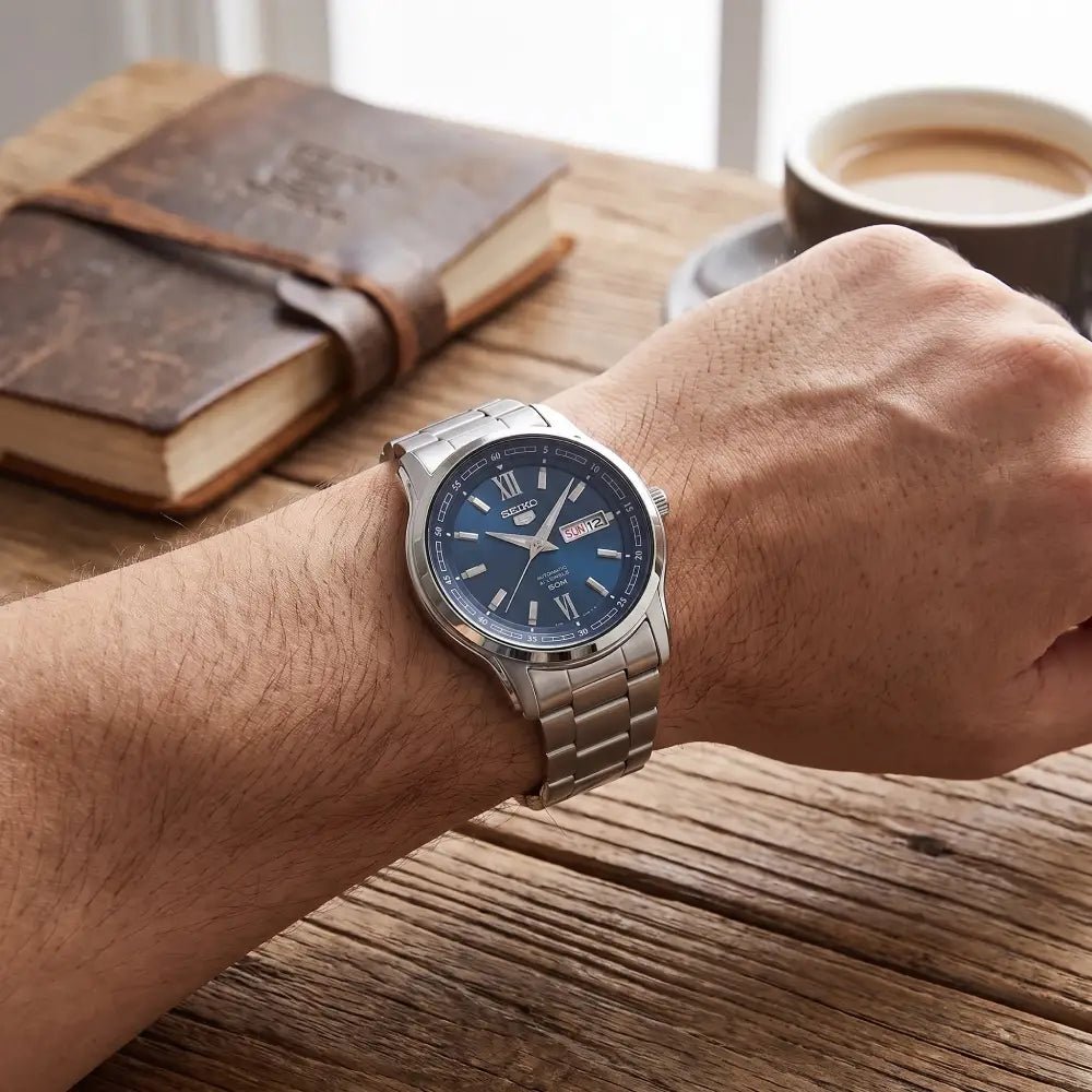 Seiko-Seiko 5 SNKP17K1 Automatic Blue Dial Stainless Steel Men's Watch-Wristbear-2