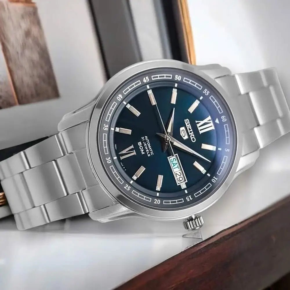 Seiko-Seiko 5 SNKP17K1 Automatic Blue Dial Stainless Steel Men's Watch-Wristbear-3